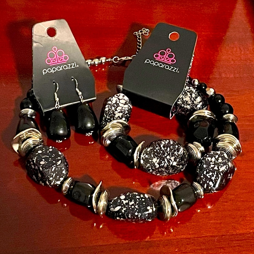 3-Piece Black and Silver Jewelry Set